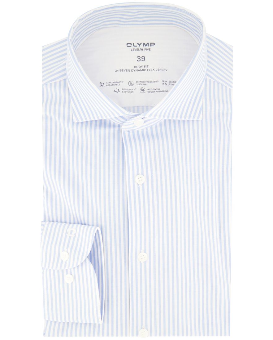 Olymp overhemd slim fit lichtblauw gestreept katoen