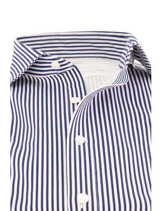 business overhemd Olymp donkerblauw gestreept katoen, stretch slim fit