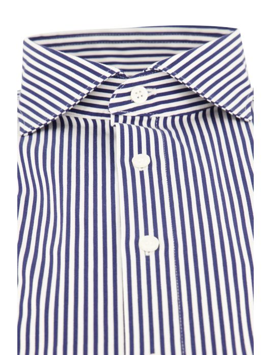 business overhemd Olymp donkerblauw gestreept katoen, stretch slim fit