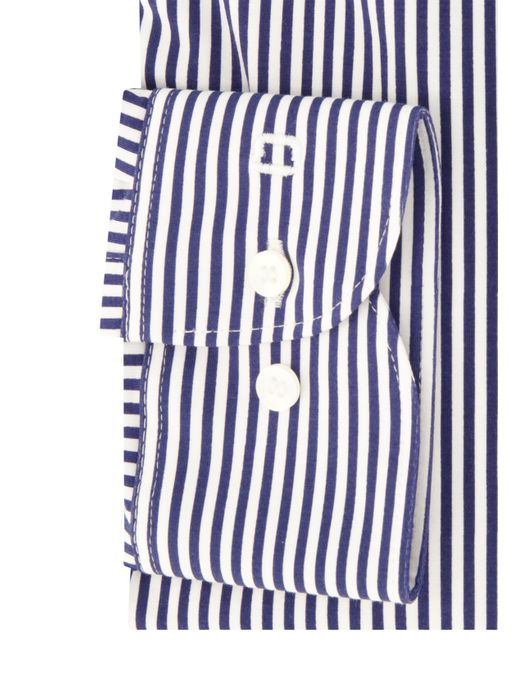 business overhemd Olymp donkerblauw gestreept katoen, stretch slim fit