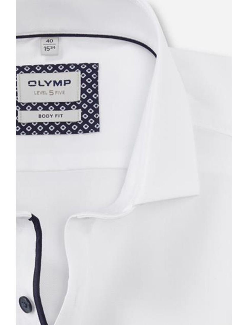 Olymp overhemd wit Body Fit zwarte details