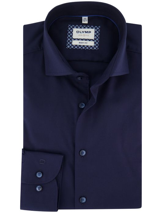 Olymp overhemd donkerblauw effen body fit