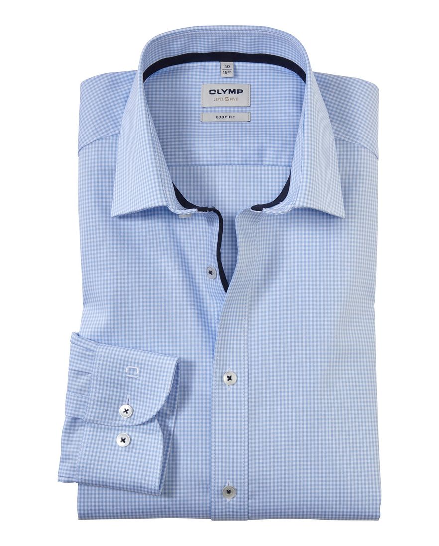 Olymp overhemd lichtblauw Body Fit Level Five katoen