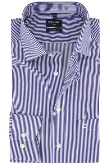 Olymp Olymp overhemd mouwlengte 7 normale fit blauw gestreept katoen