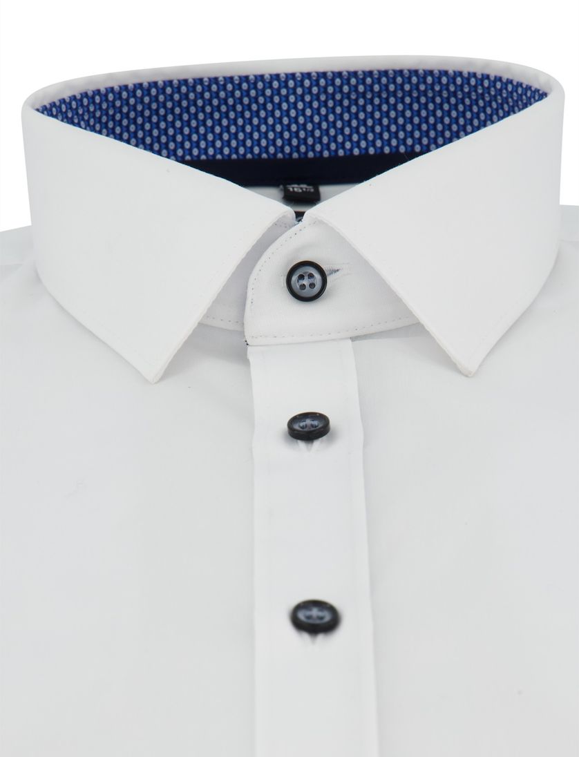 Olymp Overhemd Super slim fit mouwlengte 7 wit effen katoen