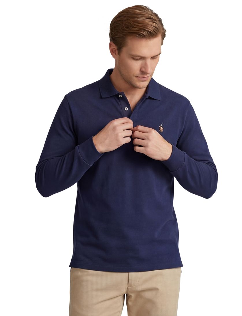 Polo Ralph Lauren polo lange mouw Big & Tall donkerblauw