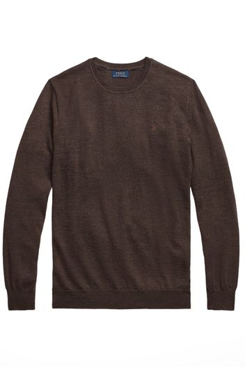 Polo Ralph Lauren Polo Ralph Lauren trui ronde hals bruin effen 100% wol Big & Tall