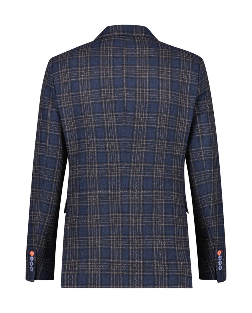 Donkerblauw geruit wol slim fit colbert van A Fish Named Fred