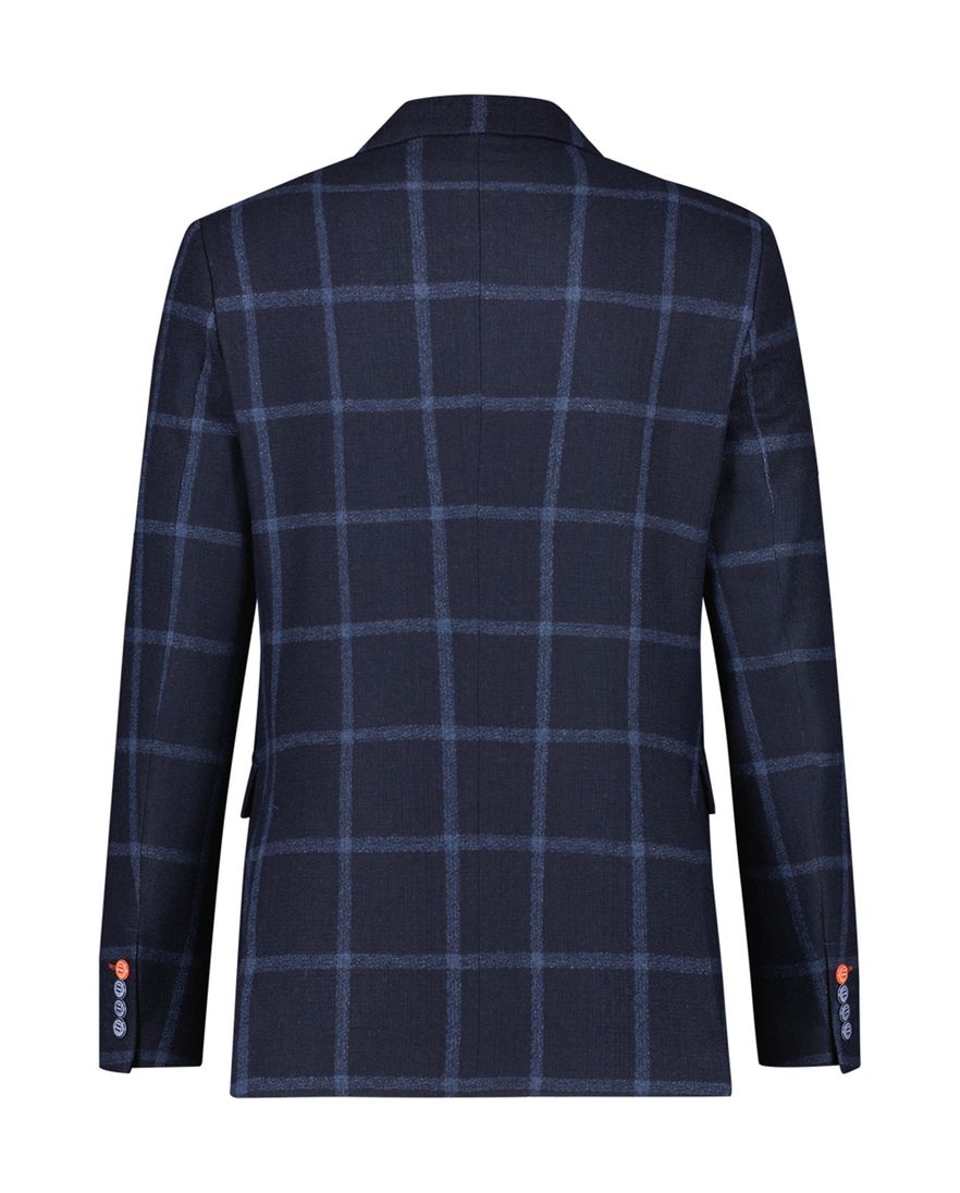 A Fish Named Fred colbert donkerblauw geruit wol slim fit