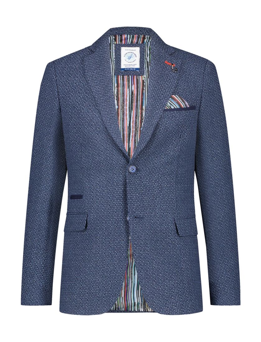 colbert A Fish Named Fred donkerblauw gemêleerd wol slim fit