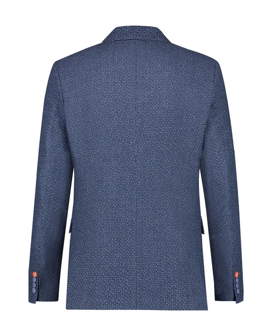 A Fish Named Fred colbert donkerblauw gemêleerd wol slim fit