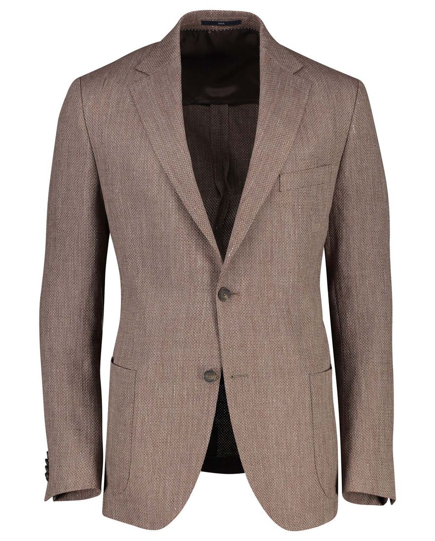 Dressler colbert bruin effen linnen wijde fit