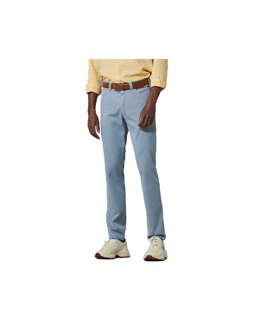 Meyer chino broek Dublin blauw effen katoen