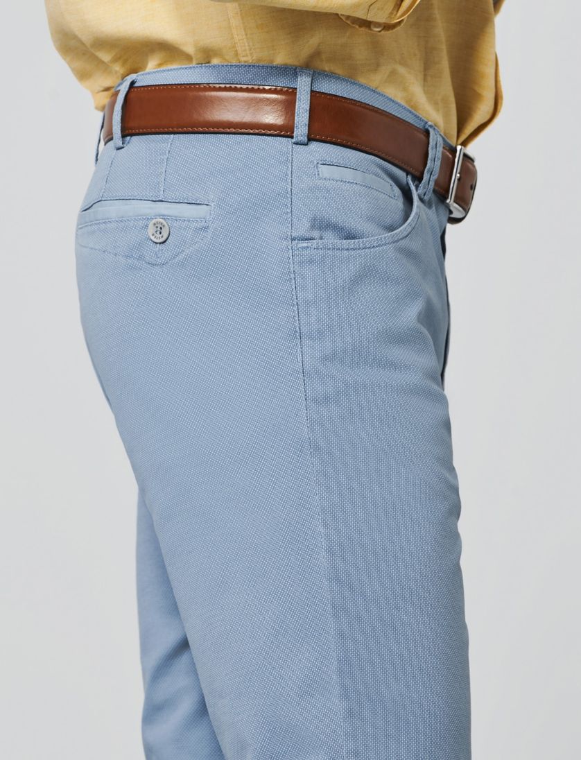Meyer broek chino Dublin blauw effen katoen