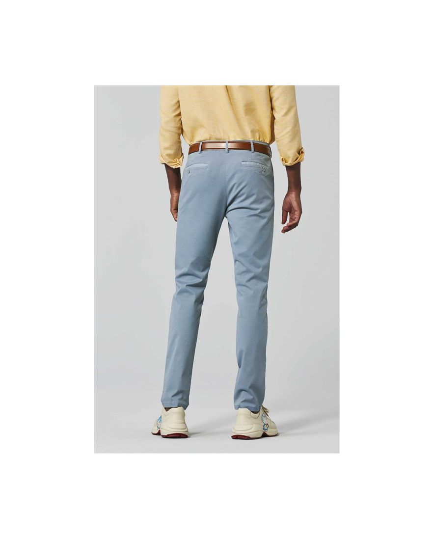 Meyer chino broek Dublin blauw effen katoen