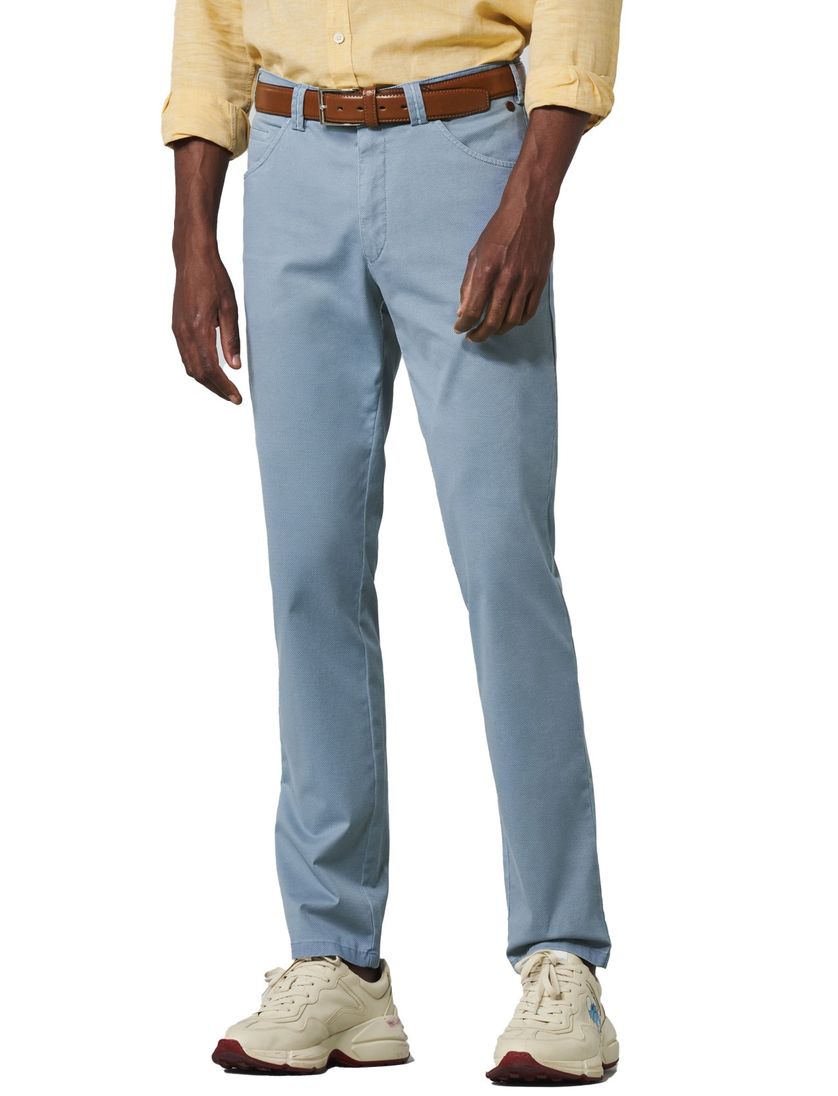 Meyer broek chino Dublin blauw effen katoen