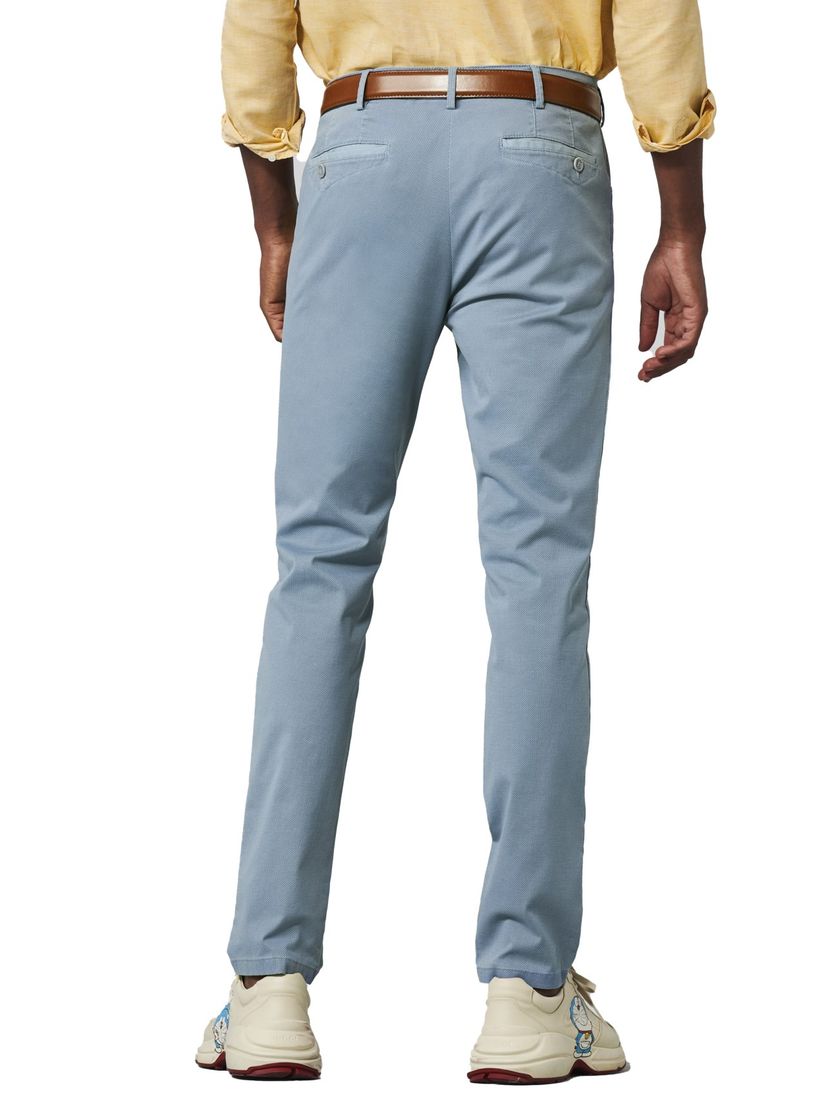 Meyer broek chino Dublin blauw effen katoen