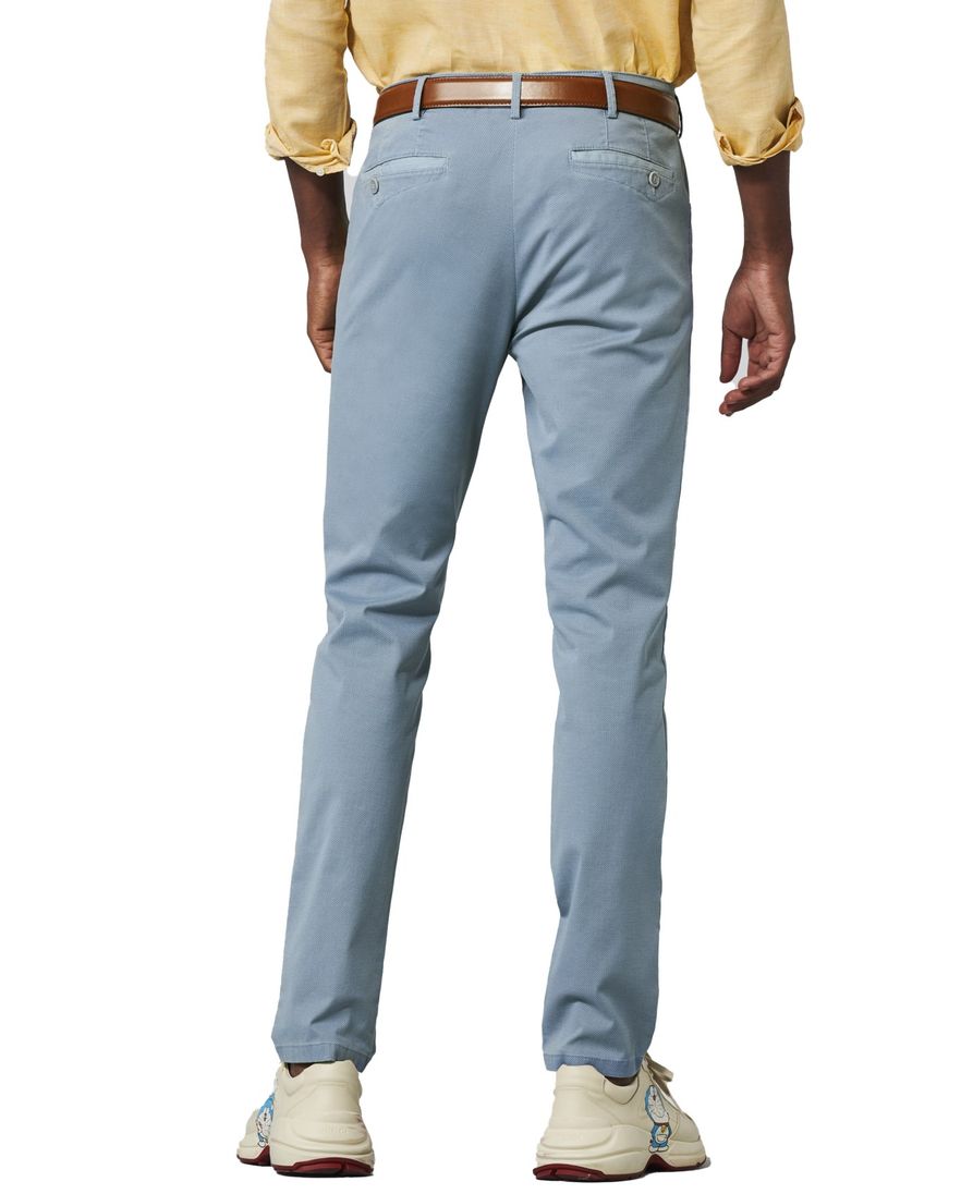Meyer chino broek Dublin blauw effen katoen
