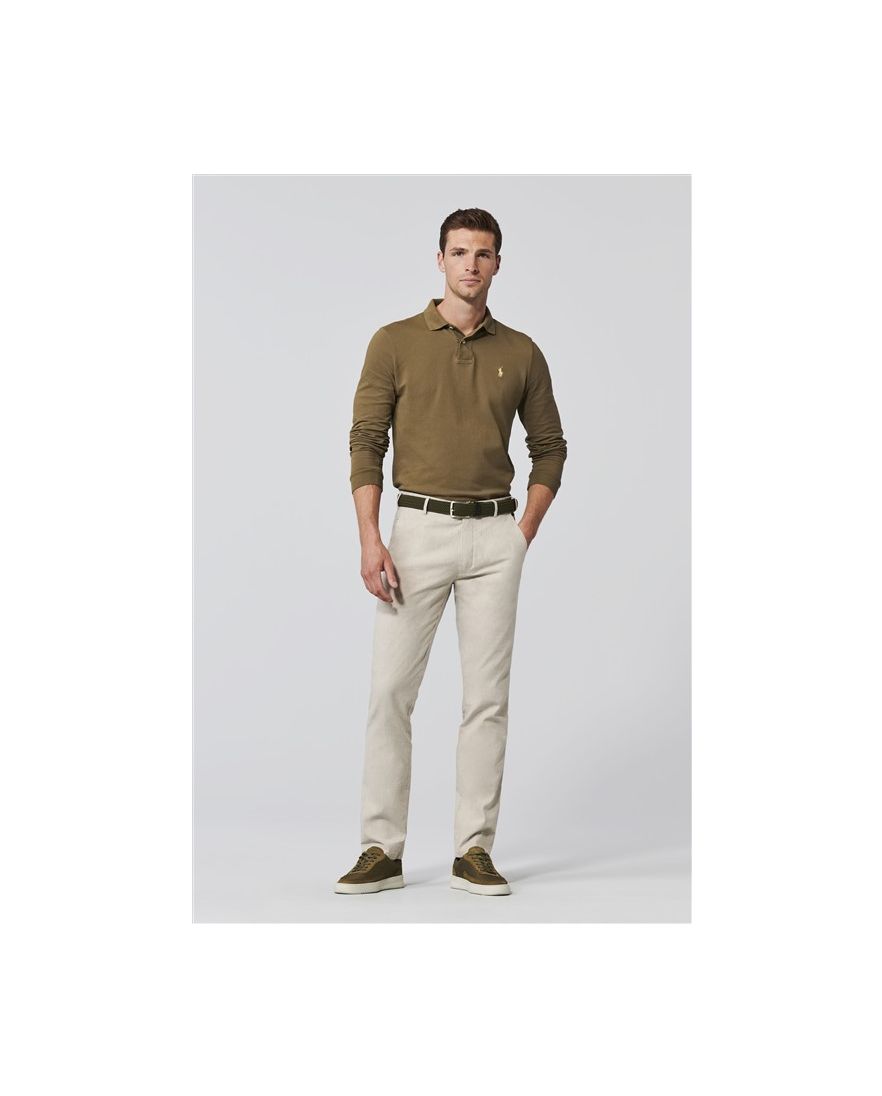 Meyer chino broek Bonn beige effen linnen