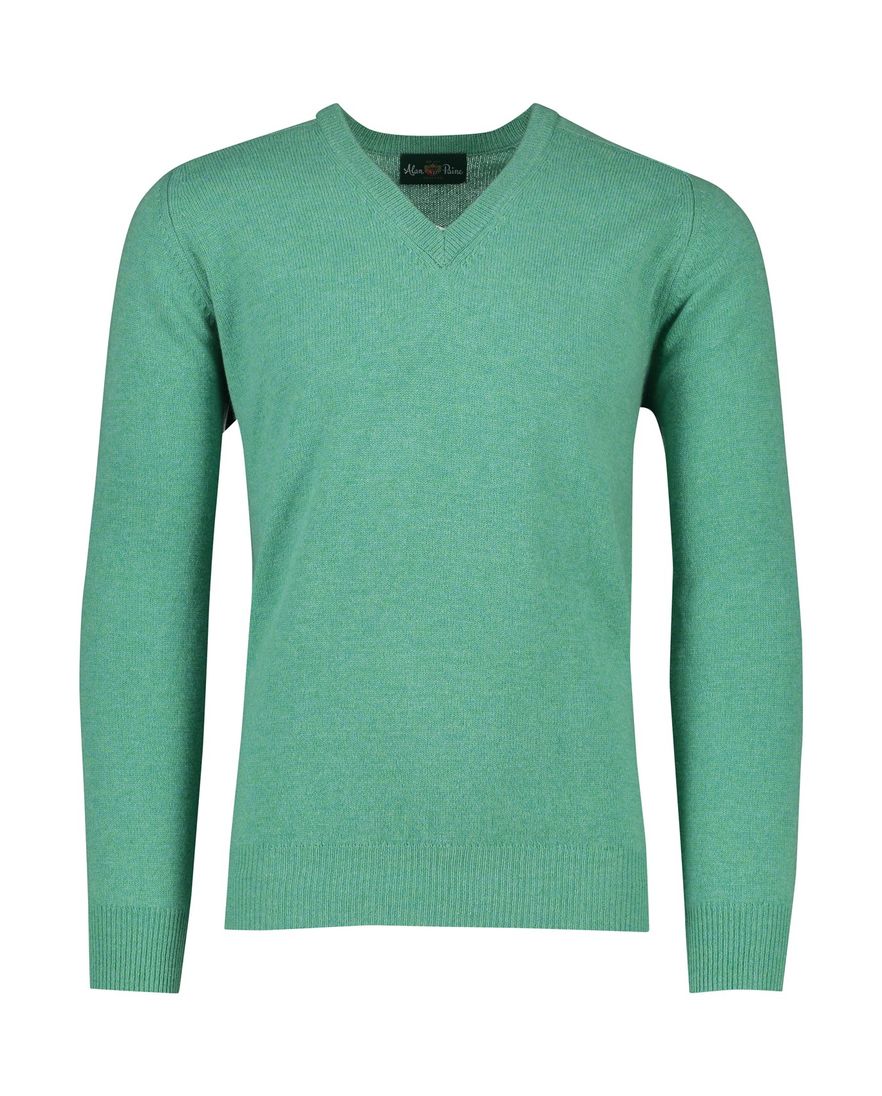 Alan Paine trui v-hals groen lamswol