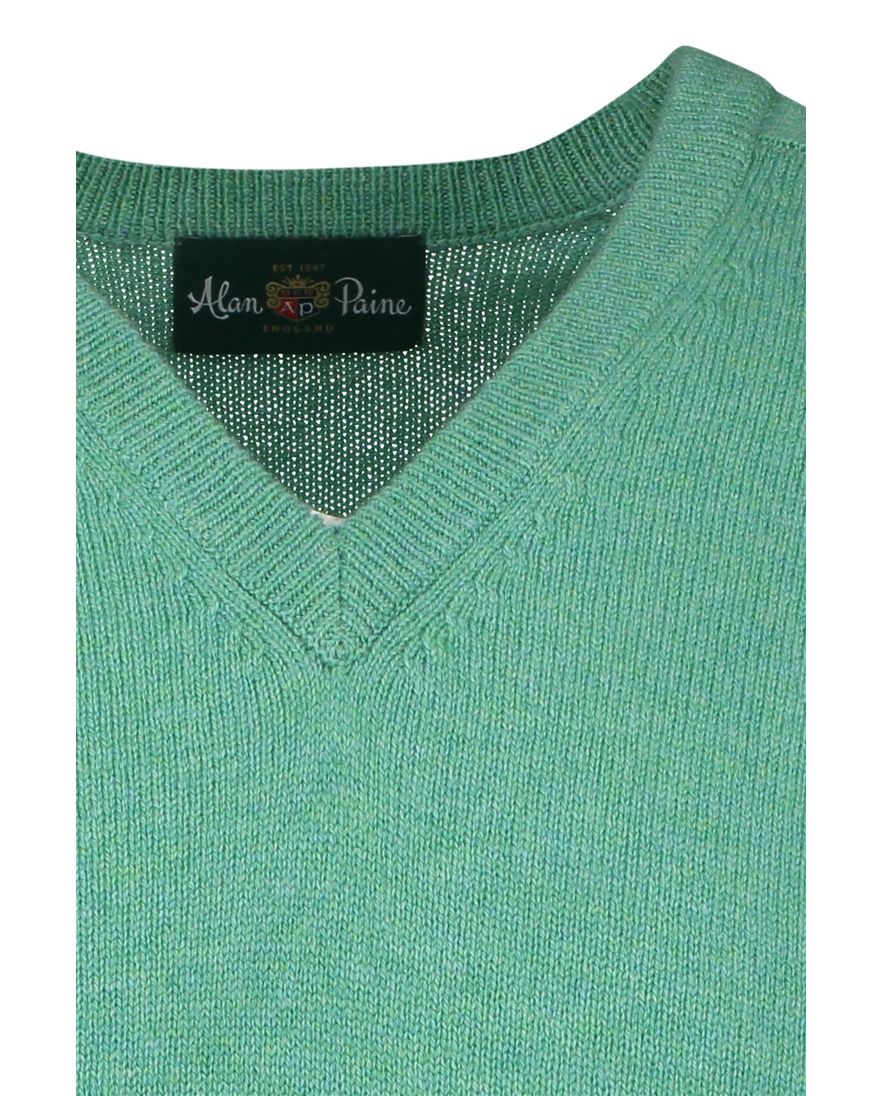 Alan Paine trui v-hals groen lamswol
