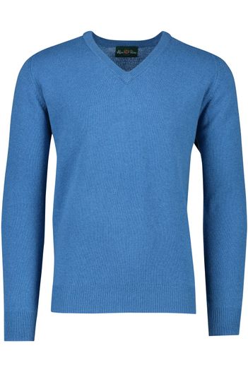 Alan Paine Alan Paine trui v-hals blauw lamswol effen