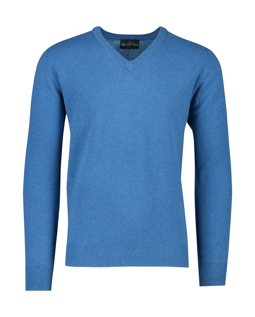 Alan Paine trui v-hals blauw lamswol effen