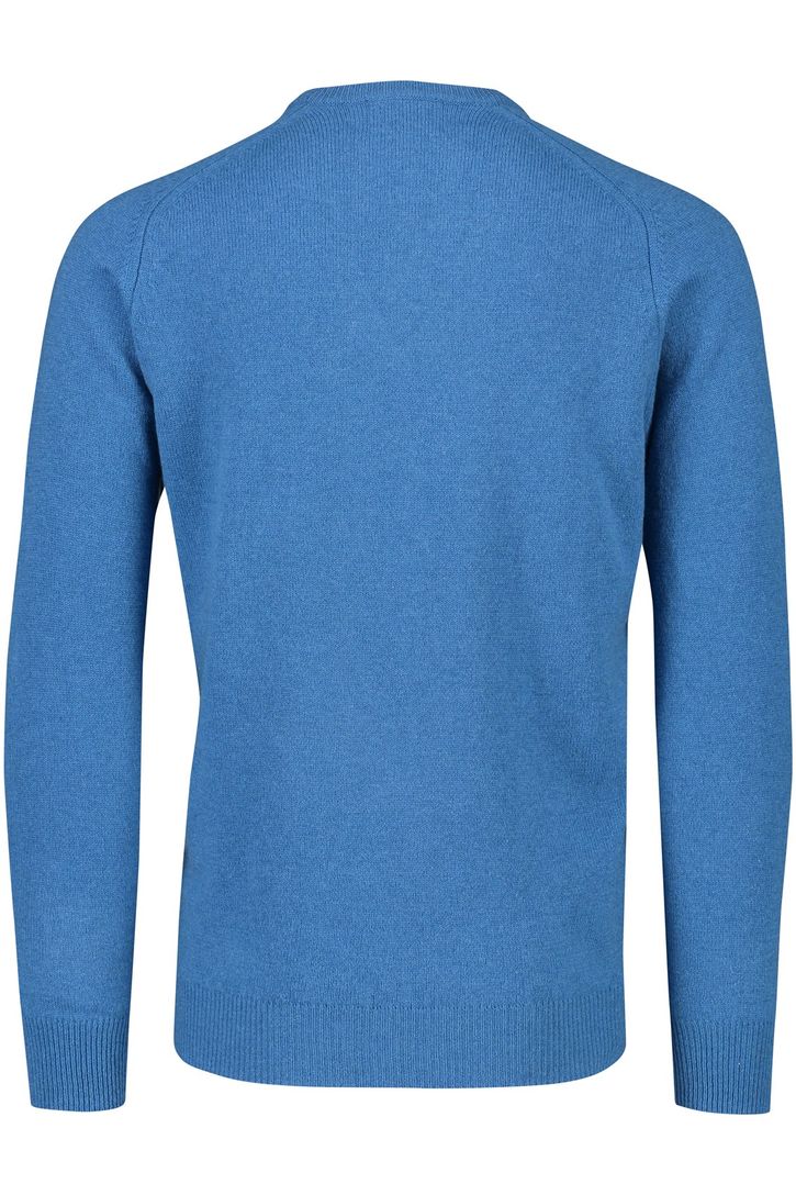 Lamswollen Alan Paine trui v-hals effen blauw