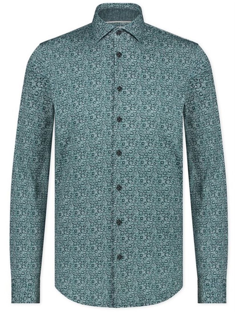 Slim fit Blue Industry casual overhemd groen geprint katoen