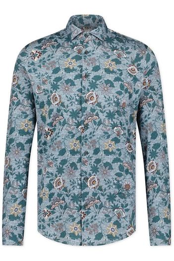 Blue Industry Groen bloemenprint Blue Industry casual overhemd slim fit 100% katoen