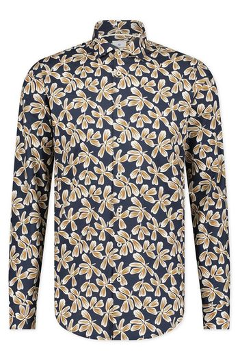 Blue Industry Blue Industry casual overhemd slim fit donkerblauw bloemenprint katoen