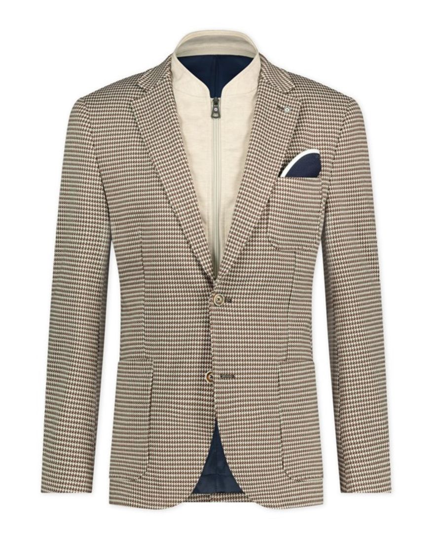 Blue Industry colbert beige gemêleerd slim fit