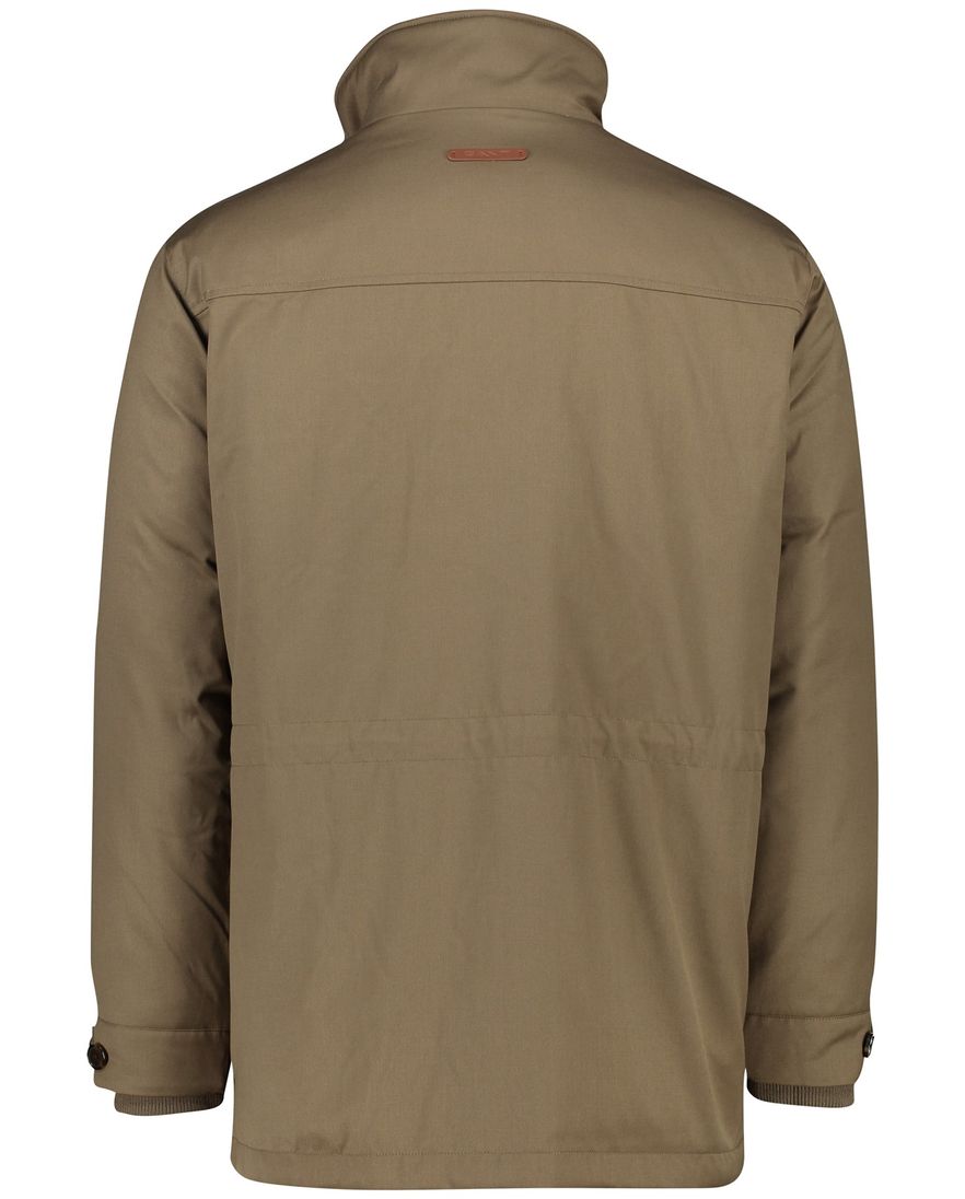 Gant halflange winterjas bruin effen rits + knoop normale fit