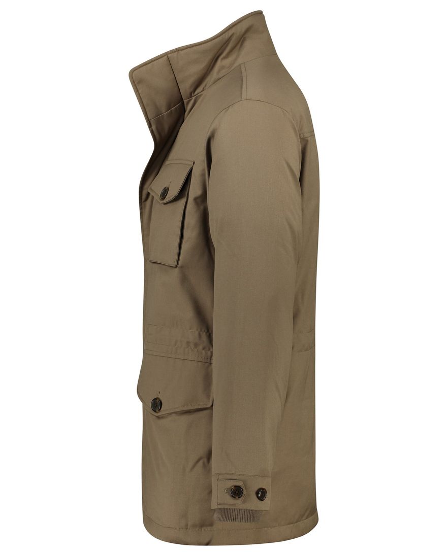 Gant halflange winterjas bruin effen rits + knoop normale fit