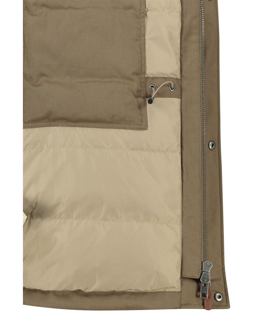 Gant halflange winterjas bruin effen rits + knoop normale fit