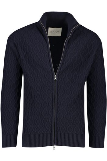 Gant Gant vest opstaande kraag donkerblauw wol