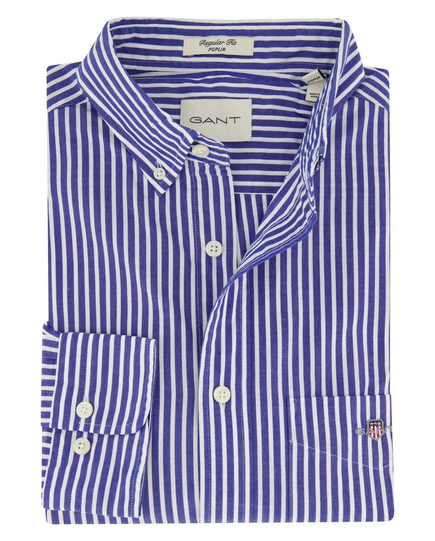 Gant casual gestreept overhemd normale fit blauw katoen