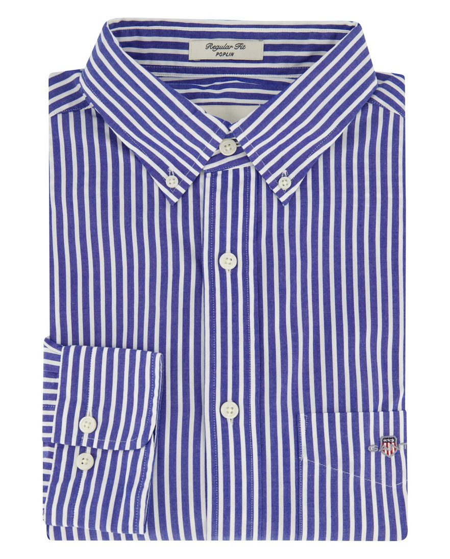 Gant casual gestreept overhemd normale fit blauw katoen