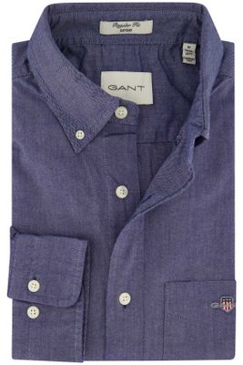Gant Gant casual overhemd Oxford blauw effen katoen