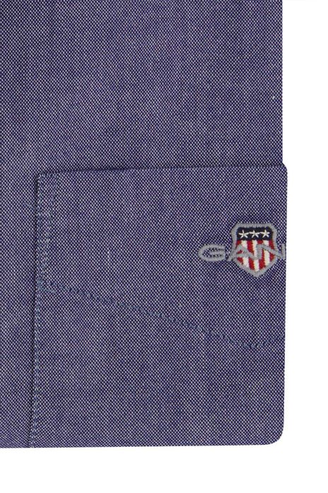 Gant casual overhemd Oxford blauw effen katoen