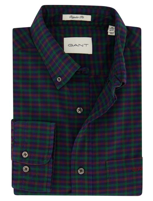 Gant overhemd groen rood blauw geruit button-down