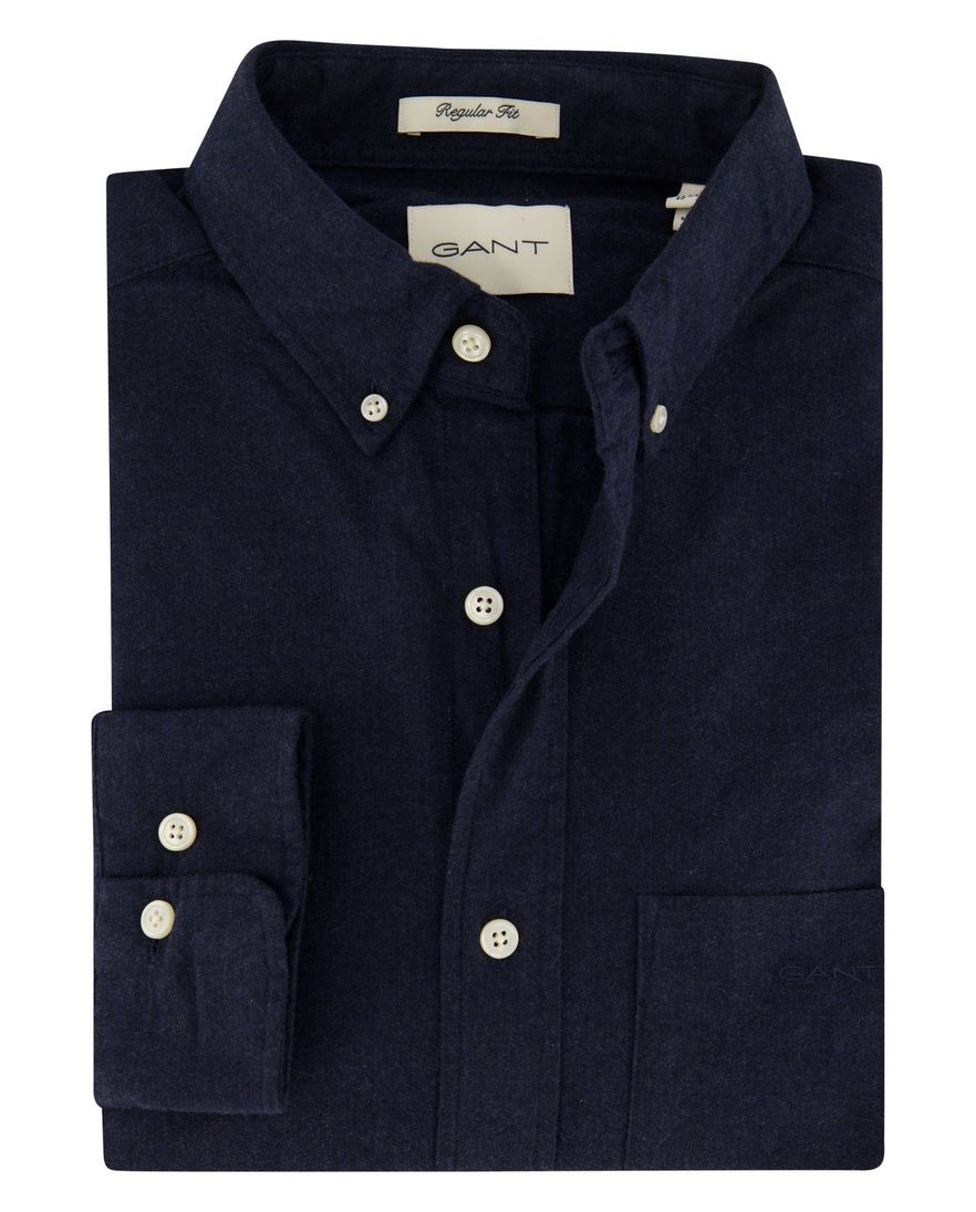 Gant casual overhemd heren regular fit donkerblauw katoen