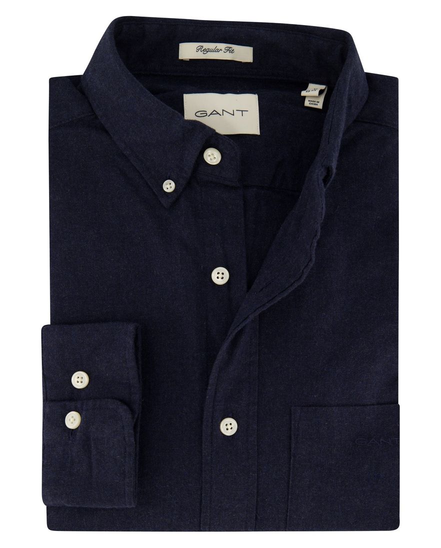 Gant casual overhemd heren regular fit donkerblauw katoen