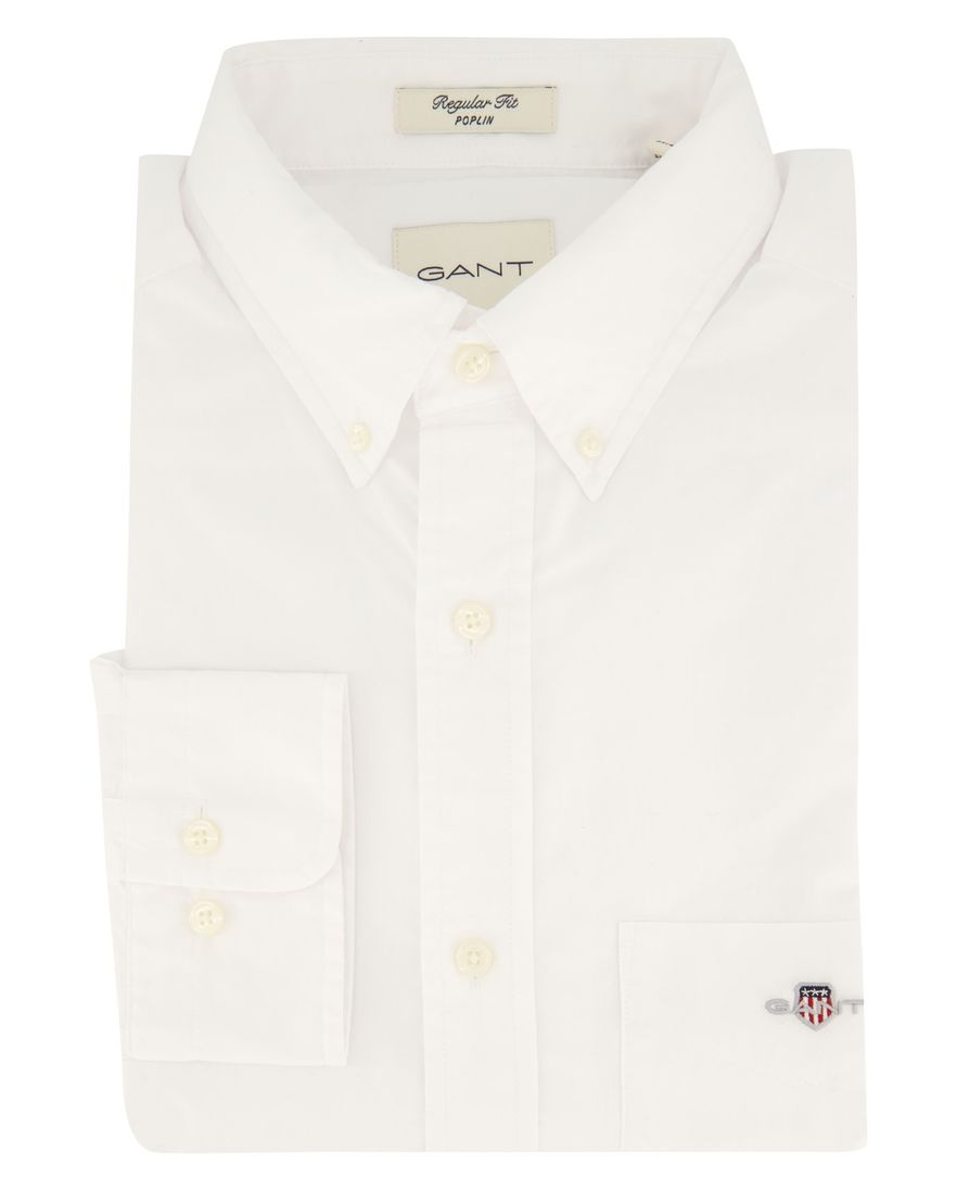 Overhemd Gant casual Regular Fit normale fit wit effen