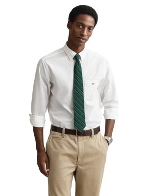 Gant Gant casual overhemd Regular fit wit effen met borstzak