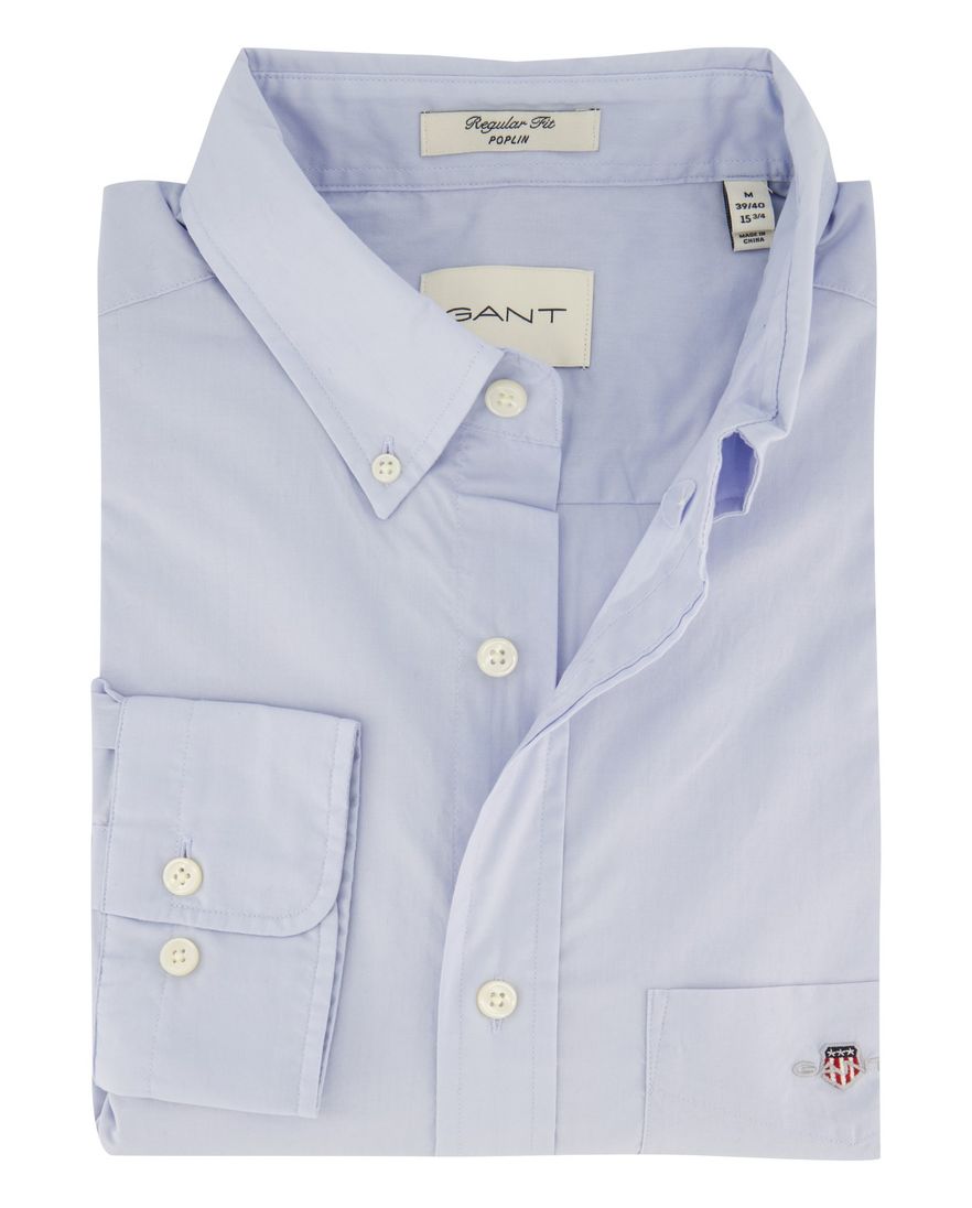 Gant overhemd Regular Fit lichtblauw katoen