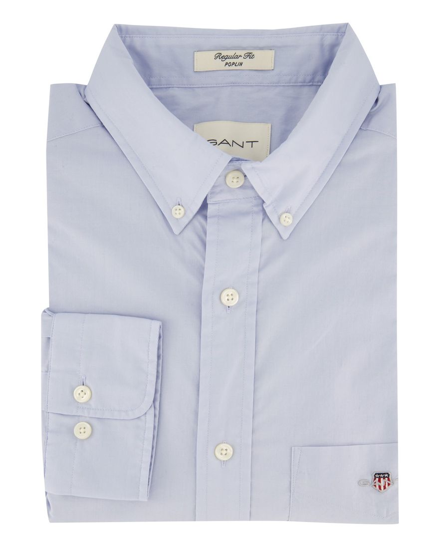 Gant overhemd Regular Fit lichtblauw katoen