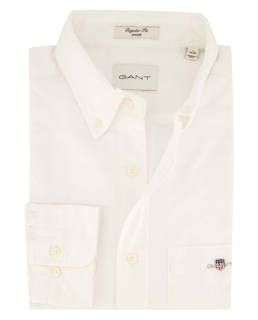 Gant casual overhemd Regular Fit wit effen
