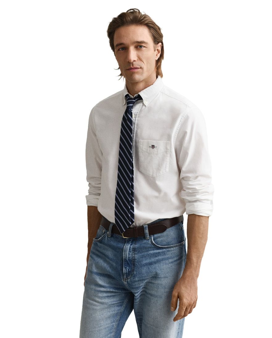 Gant casual overhemd Regular Fit wit effen