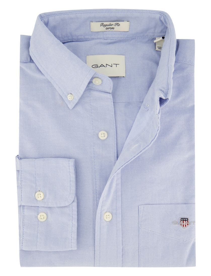 Gant casual overhemd Regular Fit lichtblauw effen katoen